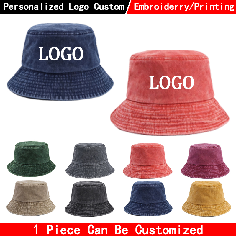 Bucket Hat Cotton - Custom Logo Denim Bucket Hat Fashion